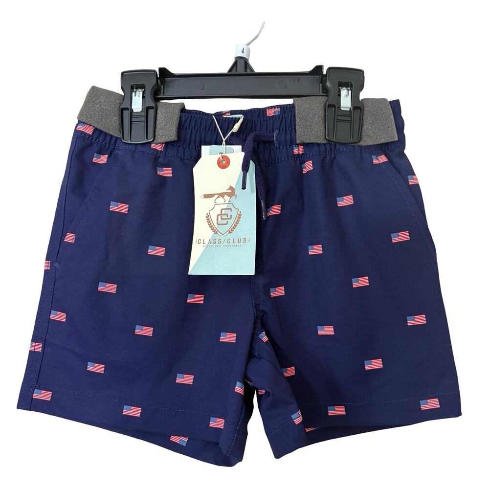 Boys American Flag Swim Trunks Navy Size 4 NWT
